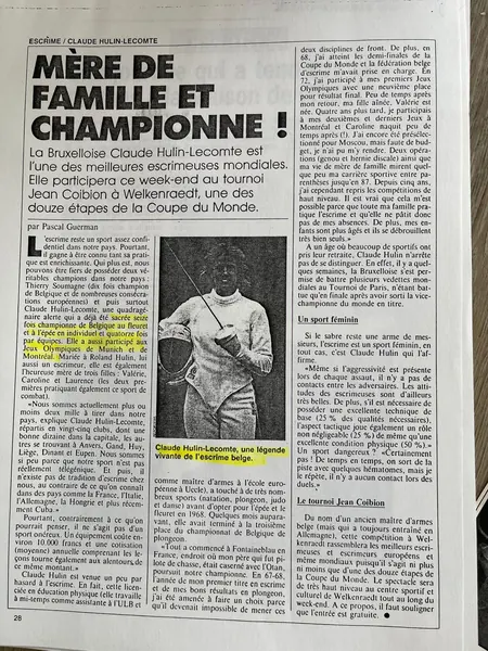 Article au titre Mère de famille et championne !